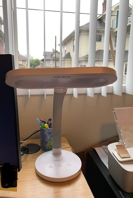 Verilux HappyLight Duo - 2-in-1 Light Therapy and Task Desk Lamp - UV-Free Full Spectrum LED, 10,000 LUX, Adjustable Brightness and Color, Flexible Gooseneck, and Integrated USB Charging Port customer photo 2