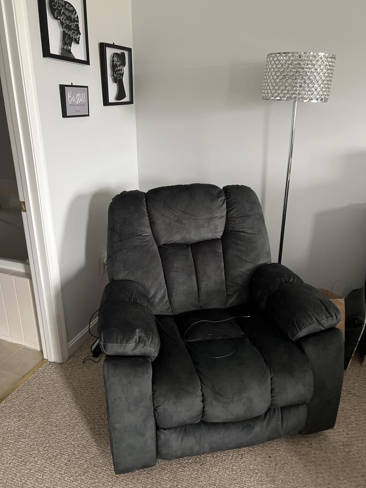 CANMOV Large Power Lift Recliner Chair with Massage, Heat, and USB for Elderly, Overstuffed Wide Recliners, Heavy Duty and Safety Motion Reclining Mechanism - Gray customer photo 2