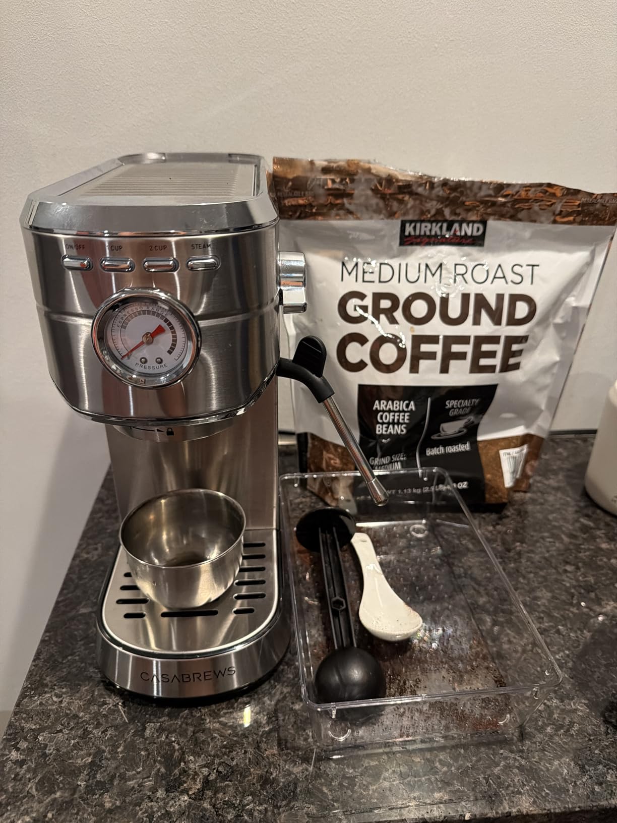 CASABREWS CM5418 Compact Espresso Machine with Milk Frothing Steam Wand | Stainless Steel, 20-Bar Pump, Built-in Pressure Gauge, Powerful Steam Wand for Cappuccino Latte for Home, 34oz Water Tank customer photo 1