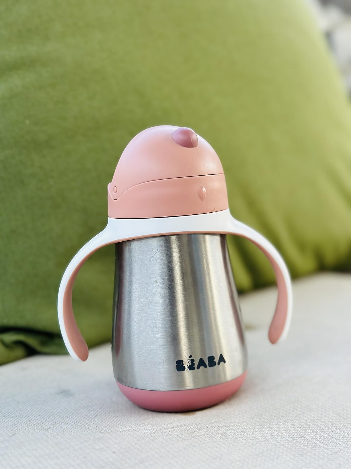 Beaba Stainless Steel Straw Sippy Cup, Insulated Toddler Cups Spill Proof with Removable Handles, Made with High Grade Stainless Steel, 8+ Months, 8 oz (250mL), (Sage) customer photo 2