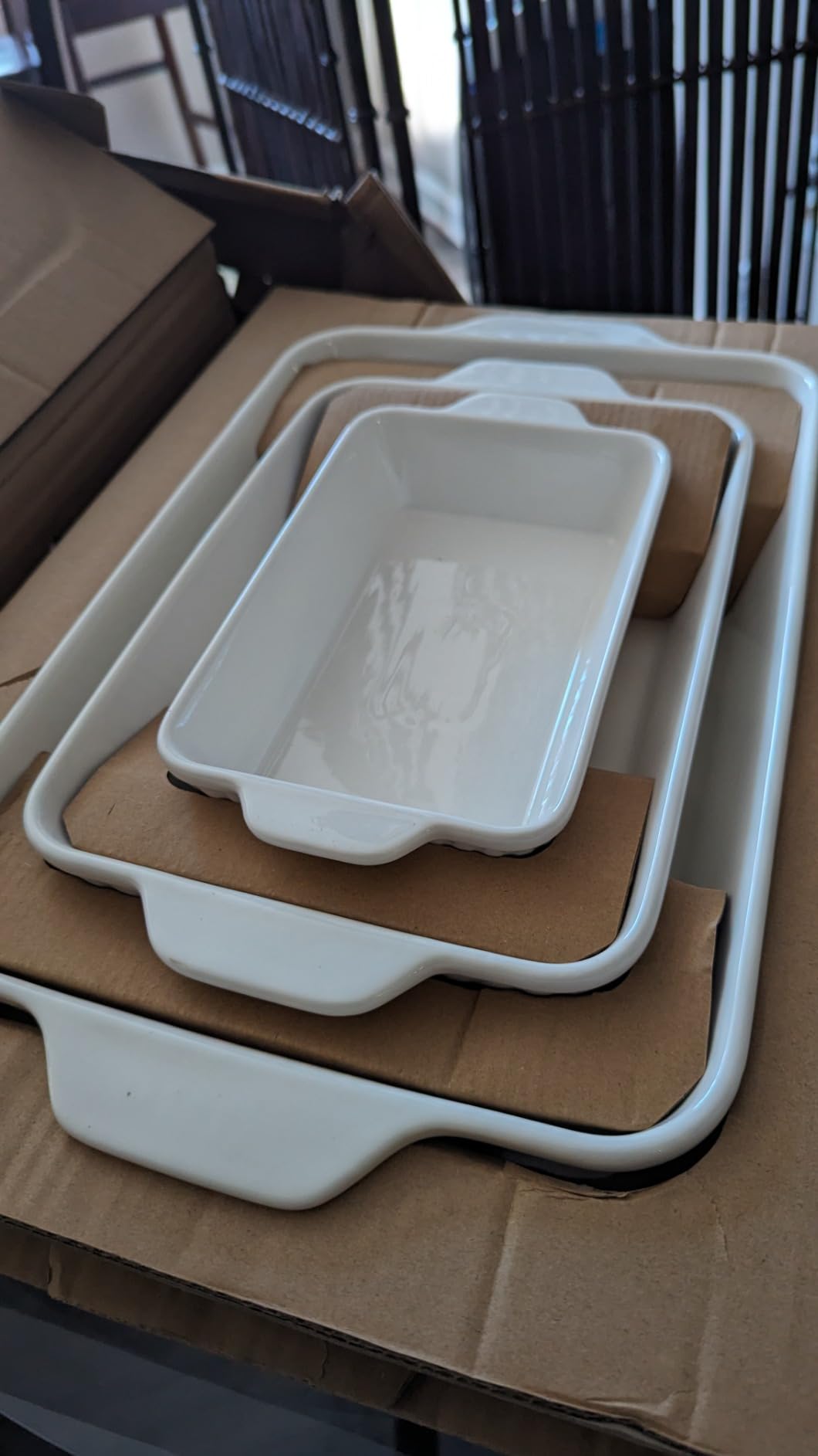 DOWAN Casserole Dishes for Oven, Baking Dishes Set, Ceramic Bakeware Sets of 3, Lasagna Pan Deep, Rectangular Baking Pan Set with Handles for Baking, Casserole, Kitchen, Wedding Gift, Soft White (15.6''/12.2''/8.9'') customer photo 2