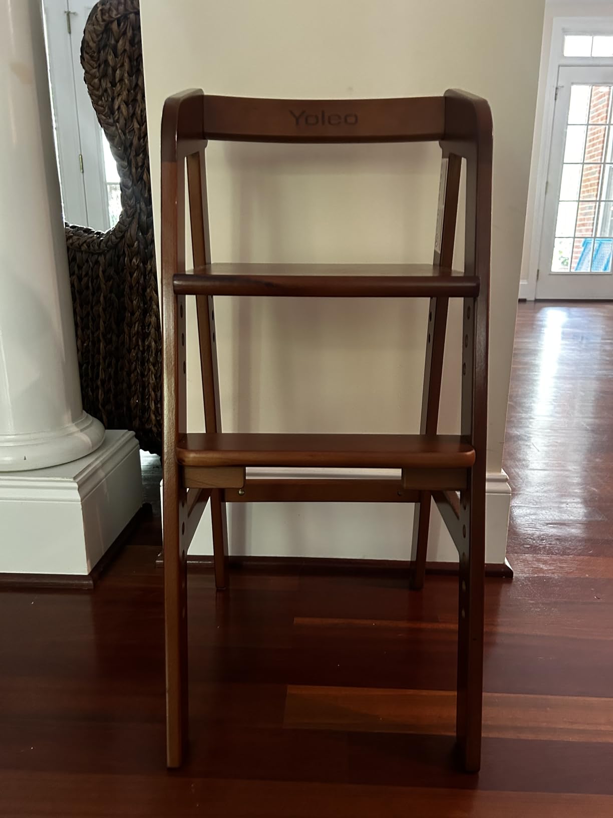 Wooden High Chair for Toddlers, Adjustable Feeding Chair with Removable Cushion for Child, High Chair Grows with Kid for Dining, Studying, Step Tool (Natural Color) customer photo 1