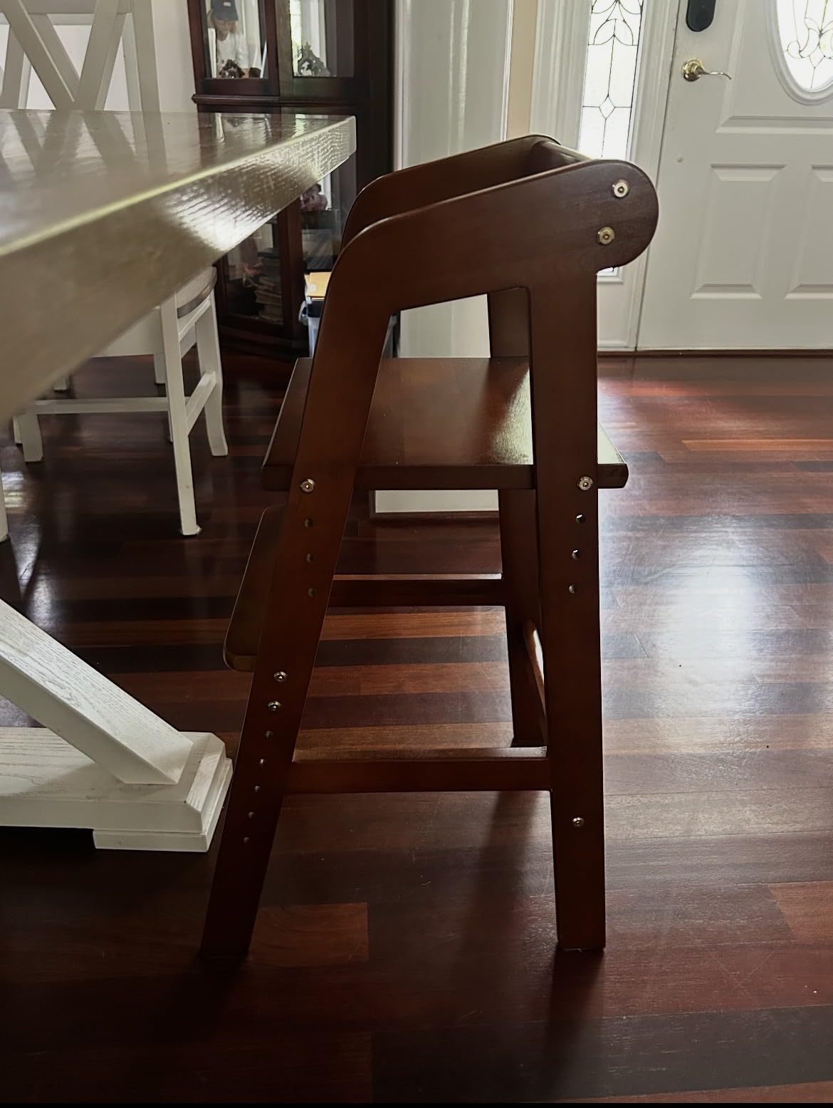 Wooden High Chair for Toddlers, Adjustable Feeding Chair with Removable Cushion for Child, High Chair Grows with Kid for Dining, Studying, Step Tool (Natural Color) customer photo 2