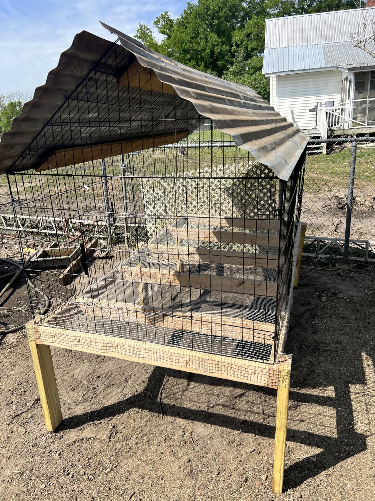 PawGiant Chicken Coop, Chicken Run Pen for Yard with Cover Outdoor Metal Portable Chicken Tractor Cage Enclosure Crate Outside for Small Animals Duck Rabbit Hen 86