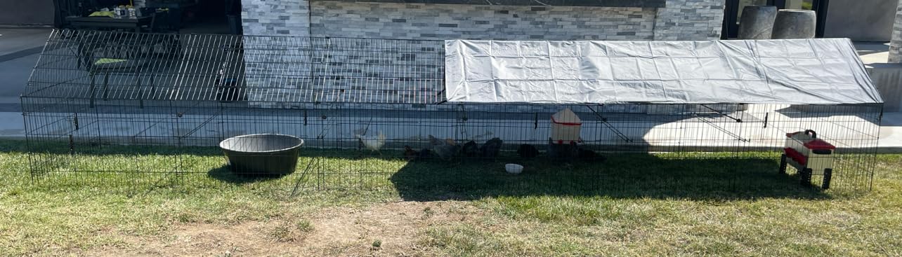 PawGiant Chicken Coop, Chicken Run Pen for Yard with Cover Outdoor Metal Portable Chicken Tractor Cage Enclosure Crate Outside for Small Animals Duck Rabbit Hen 86