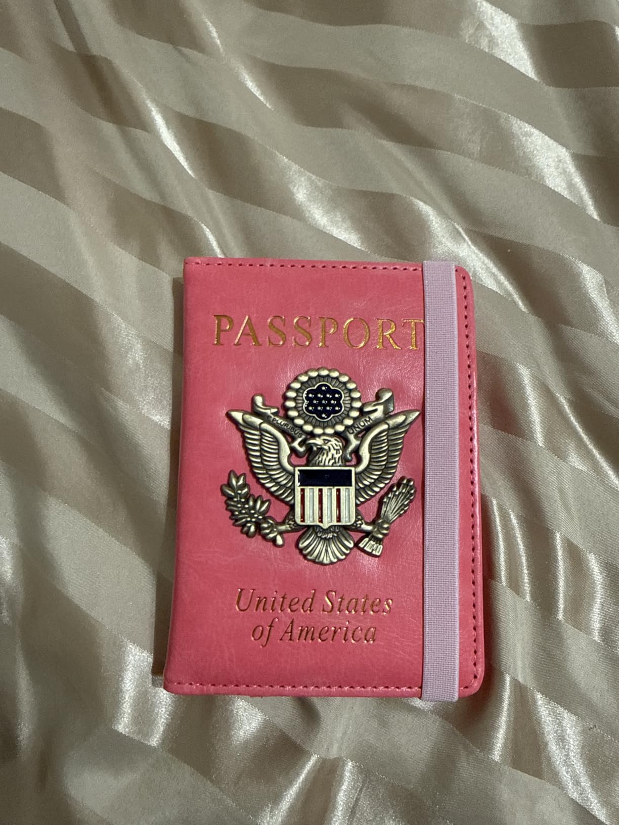 RFID Blocking Passport Holder for Women Men, Leather Passport Travel Wallet with 3D Metal Badge, Travel Document Organizer Cover Accessories (Dark Blue) customer photo 1