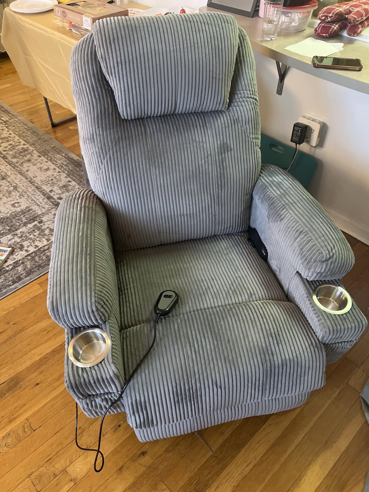 Flamaker Power Lift Recliner Chair Electric Lift Recliner for Elderly Power Lift Recliner Chair with Cup Holders Side Pockets for Living Room (Leathaire, Light Black) customer photo 1