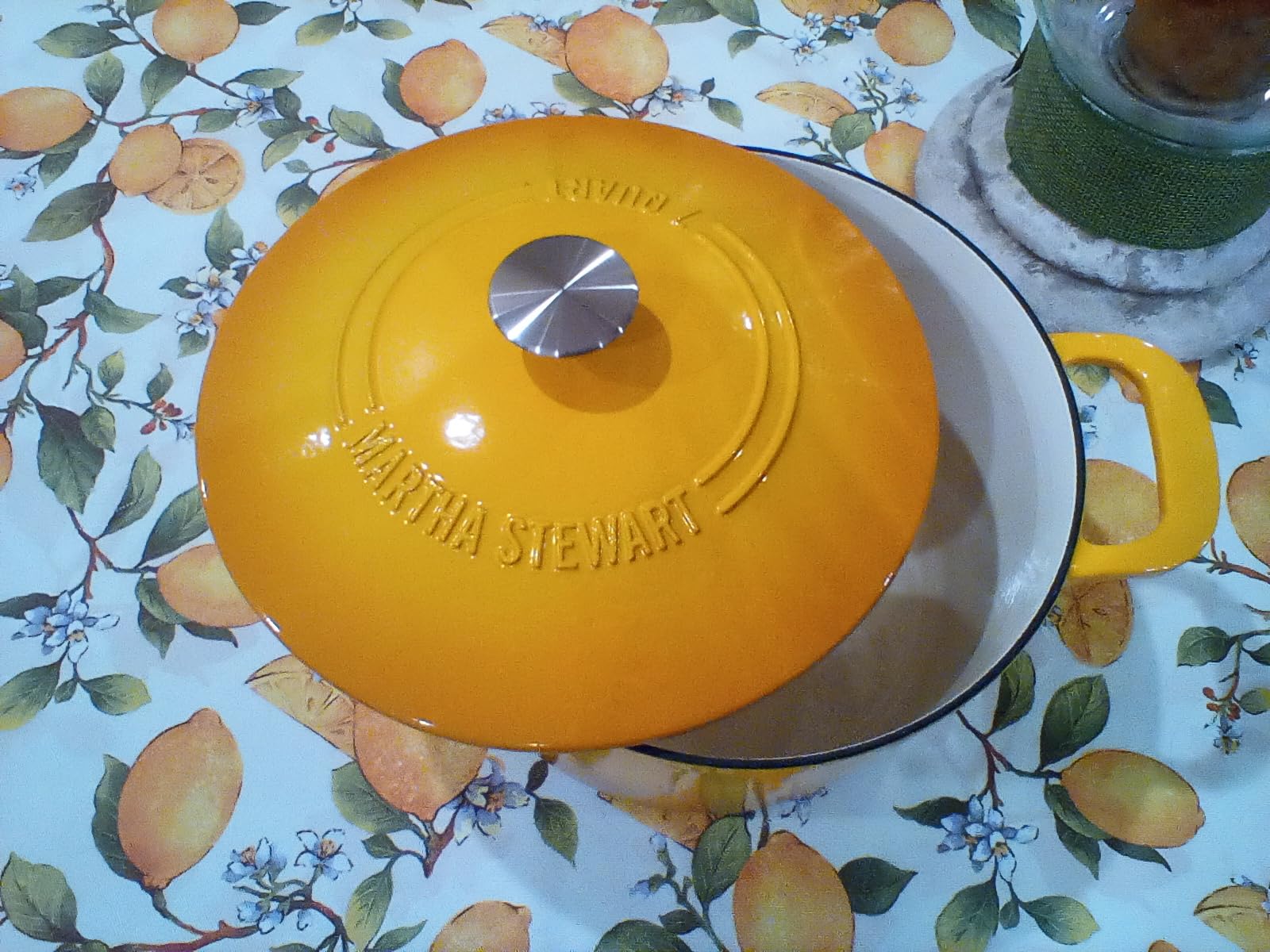 MARTHA STEWART Gatwick 7-Quart Enamel Cast Iron Dutch Oven - Linen White With Gold - Heavy-Duty Dutch Oven for Slow Cooking, Braising & Baking customer photo 1