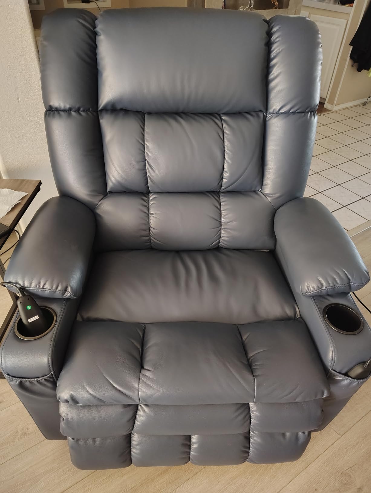 MCombo Dual Motor Power Lift Recliner Chair for Elderly, Lay Flat Lift Chair with Heat and Massage, Cup Holders, USB Ports, Faux Leather 7890 (Dark Brown, Medium) customer photo 1