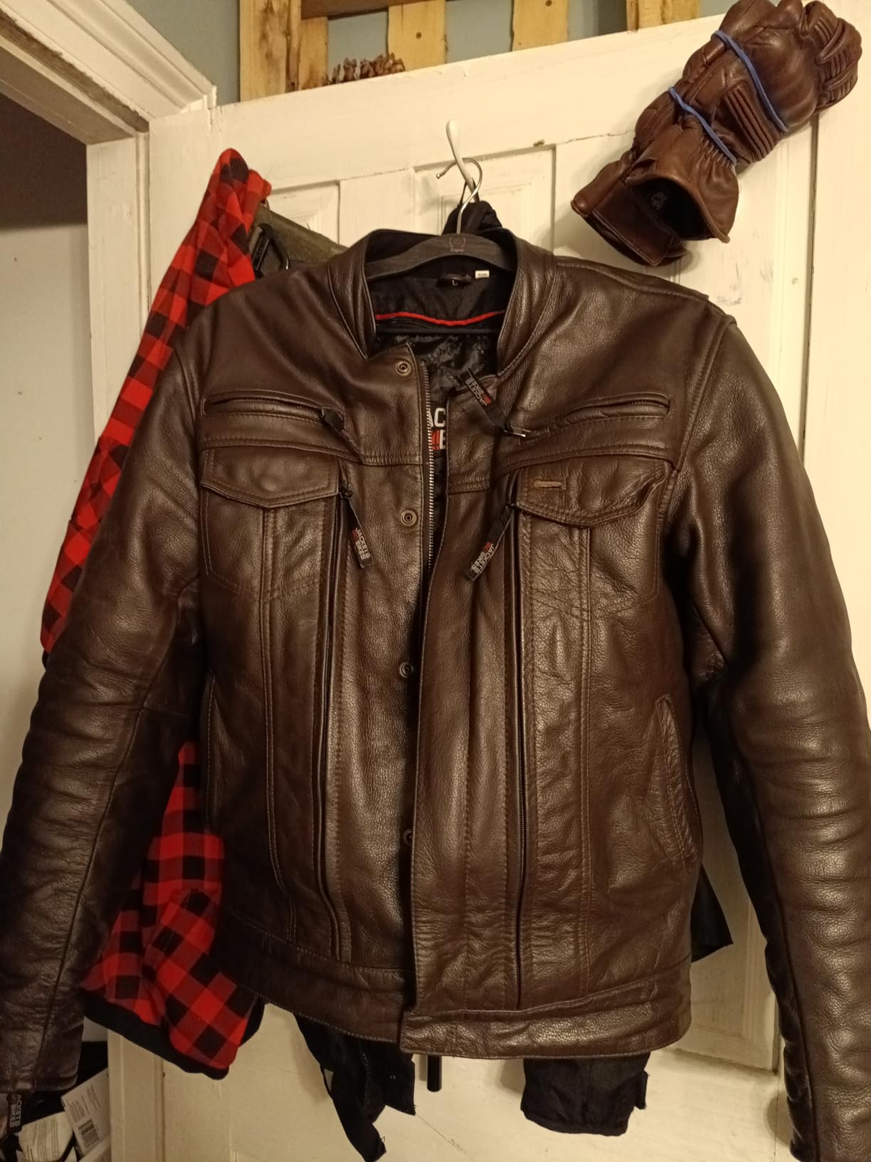 COMMUTER Men's Motorcycle Jacket, Premium Buffalo Leather, CE Armor, Utility Pockets, Street Cruiser Motorbike Biker Tan L customer photo 1