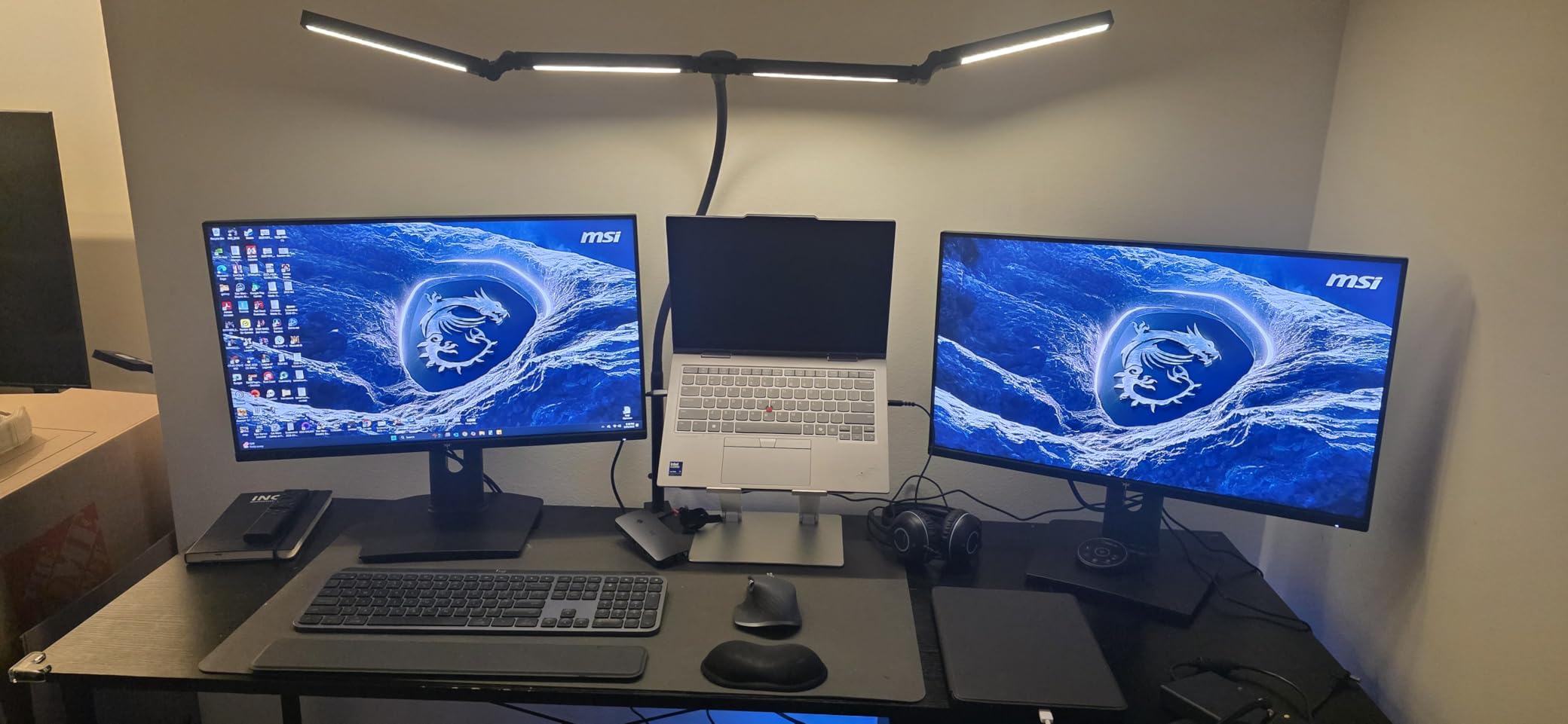 Pzloz Led Desk Lamp for Office Home - Eye Caring Architect lamp with Clamp,Dual Screen Computer Work Smart Light: 24W 5 Color Flexible Adjustable Lighting Table Lamp for Study Drafting customer photo 1