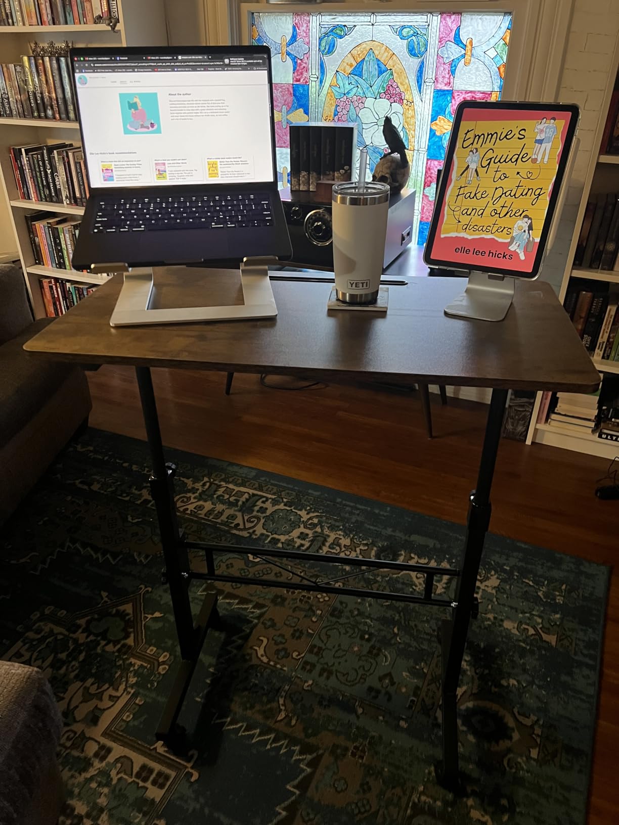 KLSMYHOKI Standing Desk Adjustable Height, Mobile Stand Up Desk with Wheels Small Computer Desk Rolling Desk, Portable Laptop Desk White Standing Table Home Office Desks 16