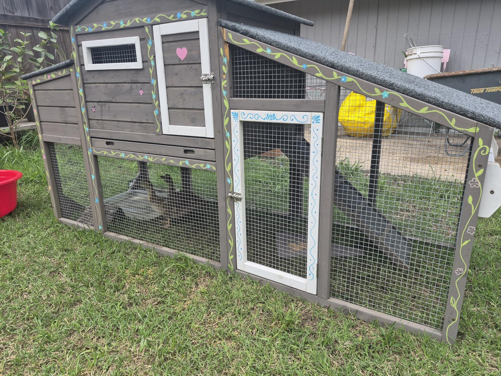 Chicken Coop Large Wooden Chicken Tractor - with Wheels Waterproof Outdoor Hen House Poultry Cage Back Yard Chicken Coops with Run, Laying Boxes, and Removable Tray, for Chickens, Ducks, Rabbits customer photo 1