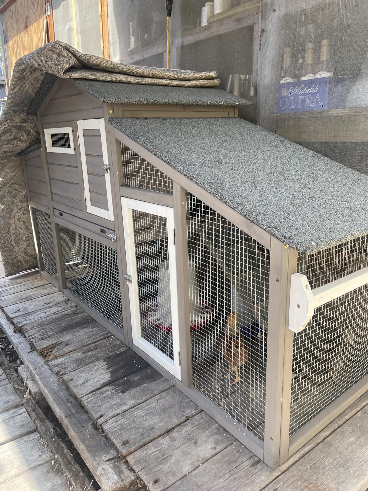 Chicken Coop Large Wooden Chicken Tractor - with Wheels Waterproof Outdoor Hen House Poultry Cage Back Yard Chicken Coops with Run, Laying Boxes, and Removable Tray, for Chickens, Ducks, Rabbits customer photo 2