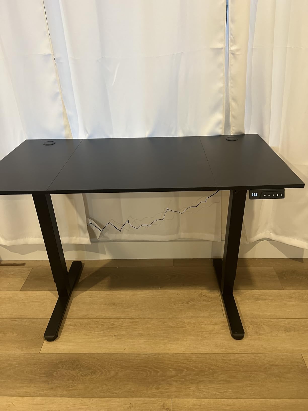 Claiks Electric Standing Desk, Adjustable Height Stand up Desk, 24x48 Inches Sit Stand Home Office Desk with Splice Board, Black Frame/Rustic Brown Top customer photo 2