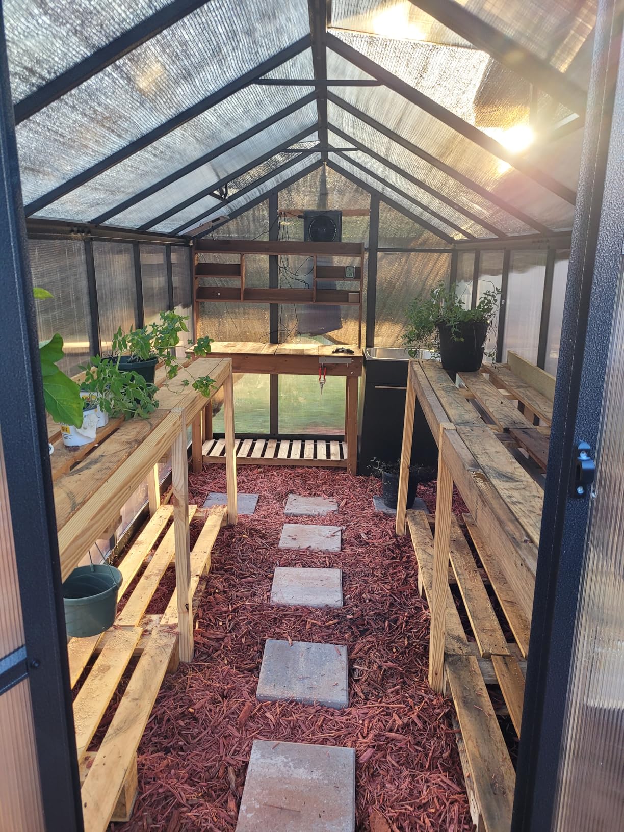 VEIKOU 6'x12' Greenhouse for Outdoors, Upgraded Rivet Structure with 2 Vents, Lockable Door, 4mm Twin-Wall Polycarbonate, Aluminum Heavy Duty Greenhouse for Winters, Gray customer photo 1