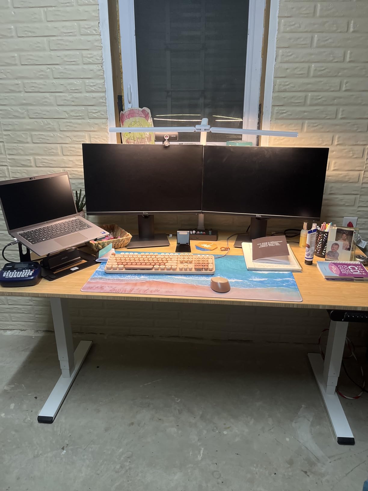 SANODESK Standing Desk with Dual Motor, 3-Stage Lifting Column, 60 inch Whole Piece Real Bamboo Desktop, Height Adjustable Desk, White Frame customer photo 2
