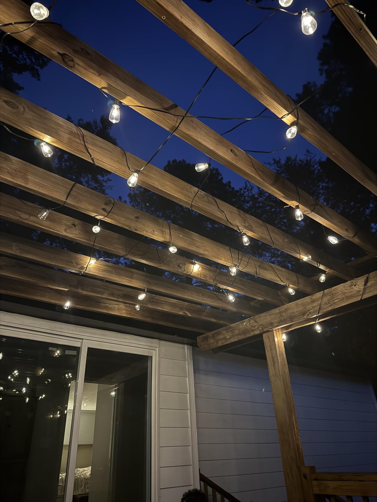 addlon 52(48+4) FT Solar String Lights Waterproof, Patio Lights Solar Powered with Remote & USB Port 16+1 LED Shatterproof Bulbs 3 Light Modes, Dimmable Solar Light for Camping Backyard Garden customer photo 1