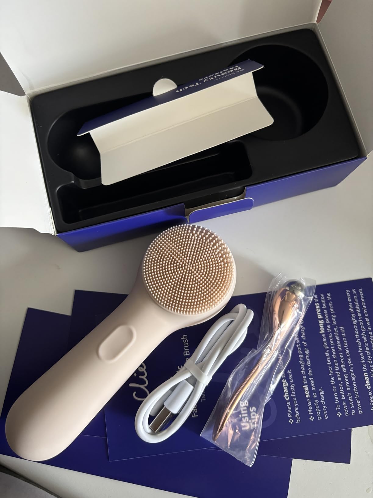 Silicone Face Scrubber, NagraCoola CLIE 2.0 Facial Cleansing Brush, Rechargeable, Waterproof Face Scrub Brush for Cleansing, Exfoliating, Massaging, Electric Facial Exfoliator for Women and Men - Oat customer photo 1