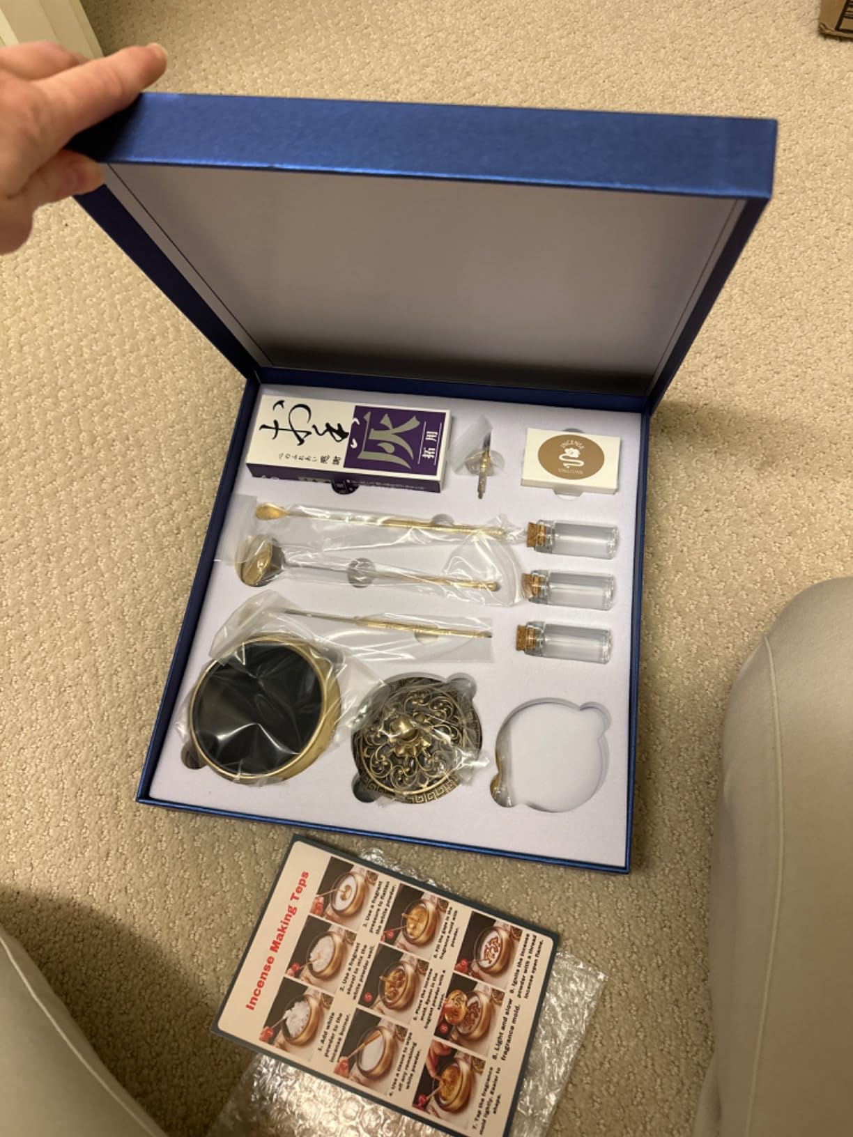Yoga & Meditation 16pcs Incense Burner Kit - Complete Ash Powder Burner Set with Brass Censer, Art Mold Tools & Chinese Incense Burner in Gift Box for Relaxation, Home Fragrance customer photo 2
