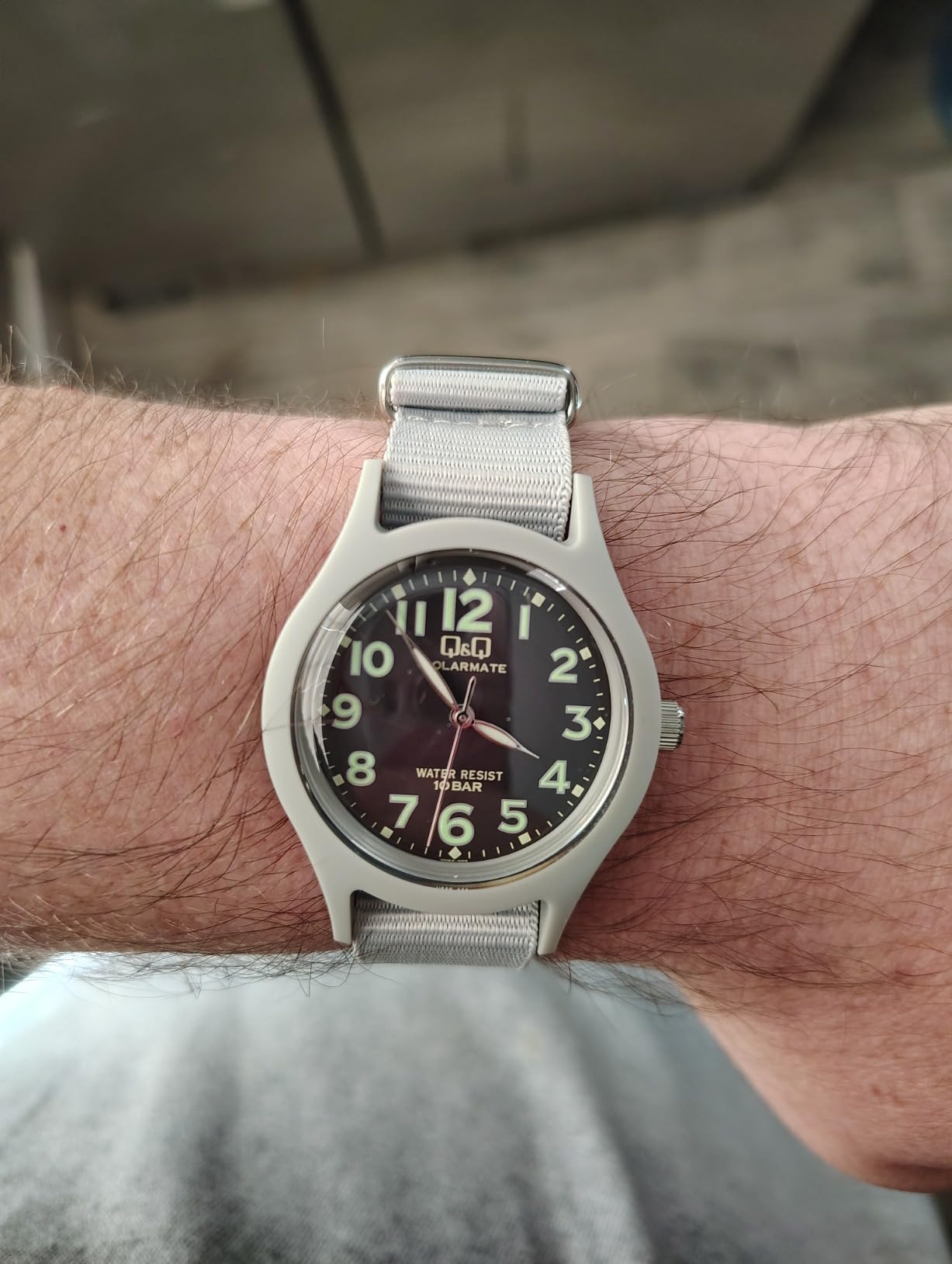 Citizen Q&Q Analog Solar Wristwatch, Water Resistant to 10 ATM, Nylon Strap customer photo 1