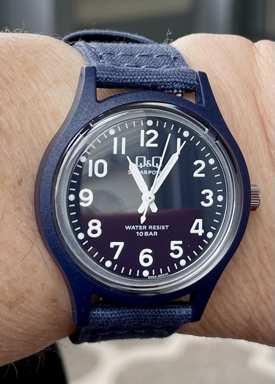 Citizen Q&Q Analog Solar Wristwatch, Water Resistant to 10 ATM, Nylon Strap customer photo 2