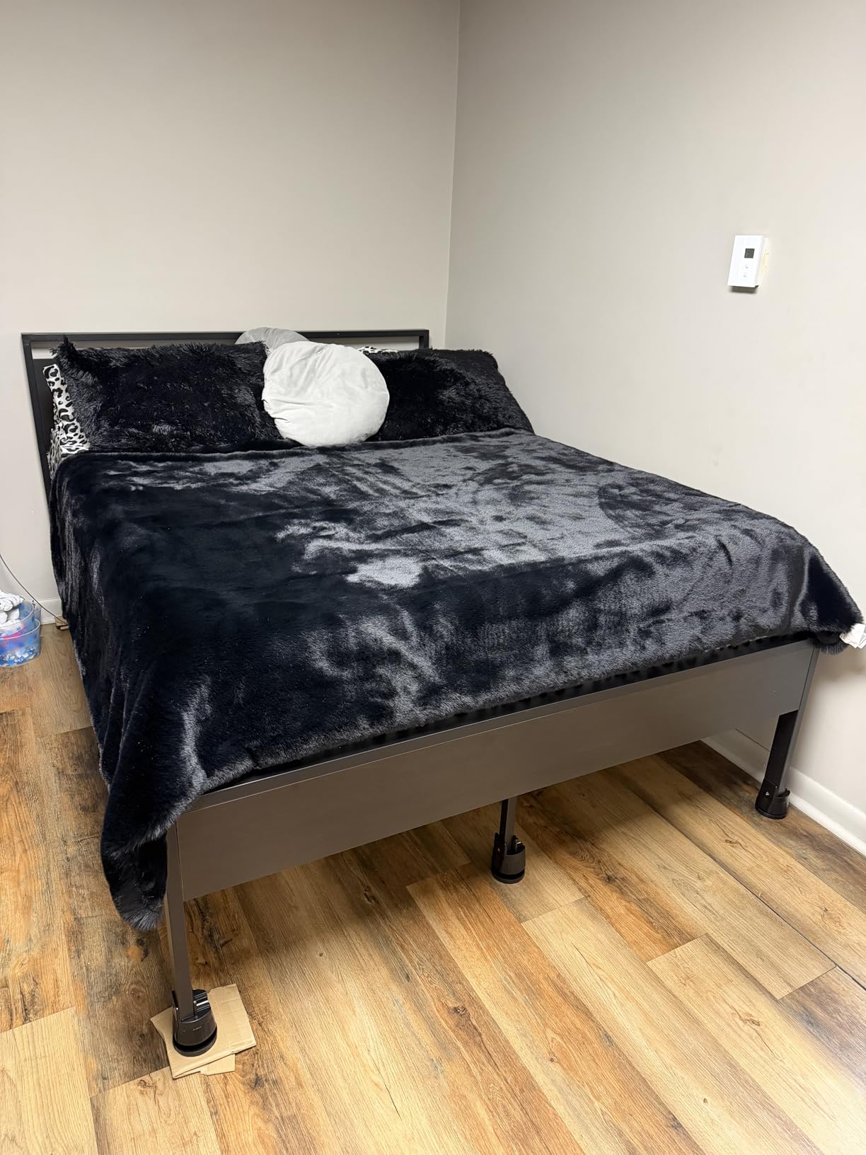 Allewie Queen Size Platform Bed Frame with Wooden Headboard and Footboard, Heavy Duty 12 Metal Slats Support, No Box Spring Needed, Under-Bed Storage, Noise Free, Easy Assembly, Black Oak customer photo 1