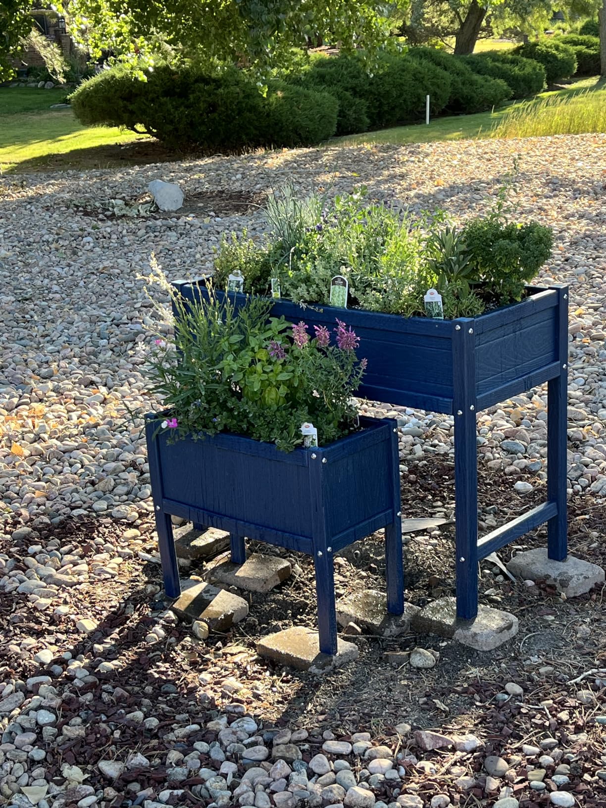 Raised Garden Bed with Drainage Hole Waterproof Small HDPE Elevated Planter Box with Legs Stable and Durable to Plant Herb Vegetable Flower,Patio,Balcony Outdoors/Indoors Navy customer photo 1