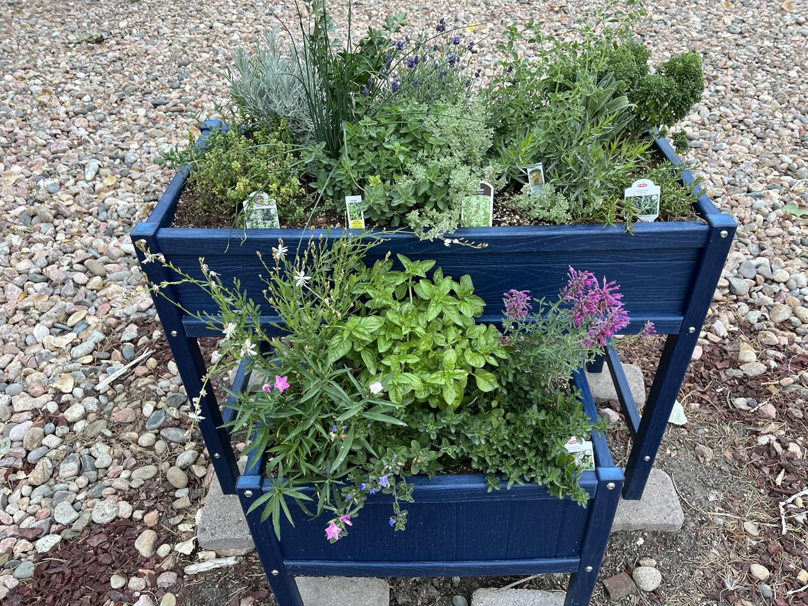 Raised Garden Bed with Drainage Hole Waterproof Small HDPE Elevated Planter Box with Legs Stable and Durable to Plant Herb Vegetable Flower,Patio,Balcony Outdoors/Indoors Navy customer photo 2