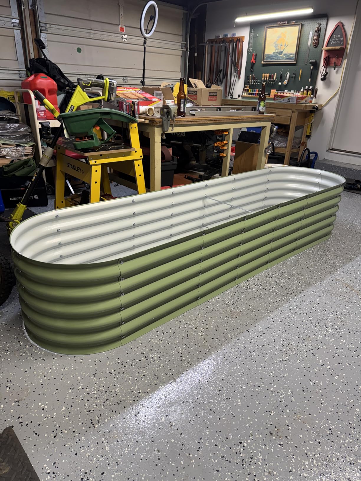 Kesfitt Raised Garden Bed, Metal Galvanized Steel Oval Garden Bed 8x2x1.5 ft with 18-Inch Deep Open-Bottom Design for Outdoor Vegetable Gardening, Pearl White customer photo 2