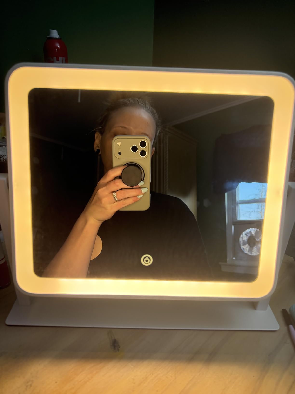 Hollywood Vanity Mirror with Lights, Tabletop Makeup Mirror with 9 LED Lights, Smart Touch Control, 3 Colors Light, 360 Degree Rotation, Detachable 10X Magnification customer photo 2