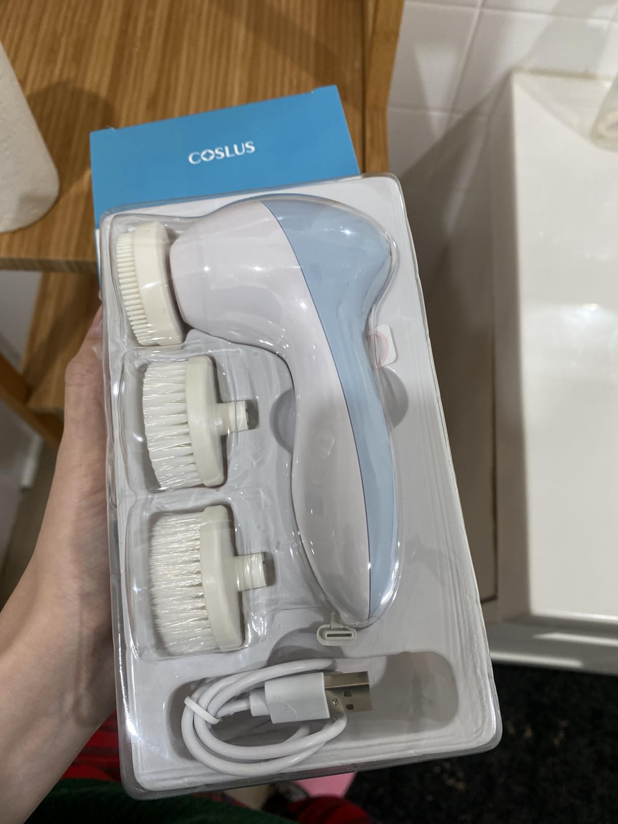 COSLUS FBX04 Facial Cleansing Brush Face Scrubber: 3 in 1 Bi-Directional Electric Spin Brush for Removing Blackhead, Exfoliating, Massaging - Rechargeable Waterproof, 3 Adjustable Speeds for Men Women customer photo 1