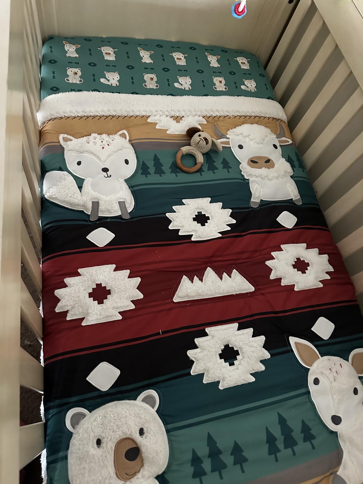 The Peanutshell 4 Piece Baby Crib Bedding Set for Boys & Girls - Newborn, Infant & Toddler Nursery Bed Set Decor with Two Crib Sheets, Dust Ruffle, Comforter - Western Woods customer photo 1