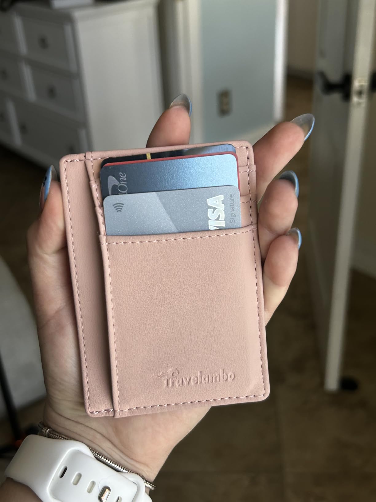Front Pocket Minimalist Leather Slim Wallet RFID Blocking Medium Size customer photo 2