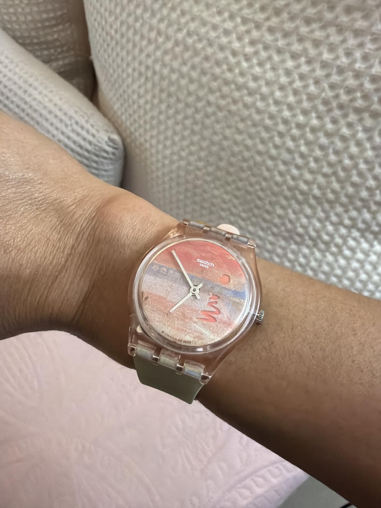 Swatch Gent Biosourced Unisex Watch Casual Polymer Pink Quartz Waterproof Turner's Scarlet Sunset customer photo 1