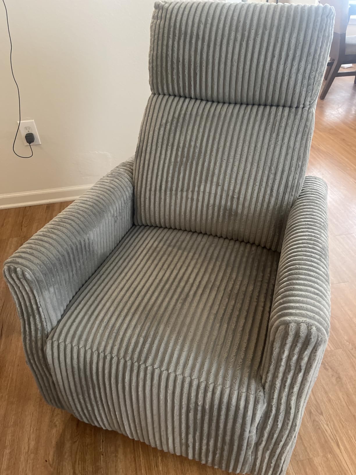 CANMOV Swivel Rocker Chair for Nursery, Swivel Accent Chair with High Back and Arms, Corduroy Glider Chair for Living Room Bedroom Nursery, Beige customer photo 1