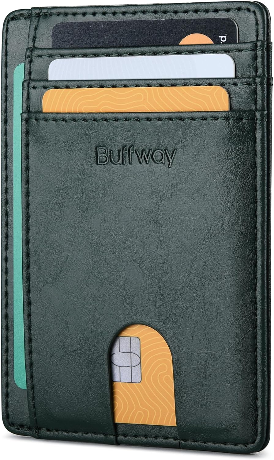 Slim Minimalist Front Pocket RFID Blocking Leather Wallets for Men and Women - Pebble Brown customer photo 1