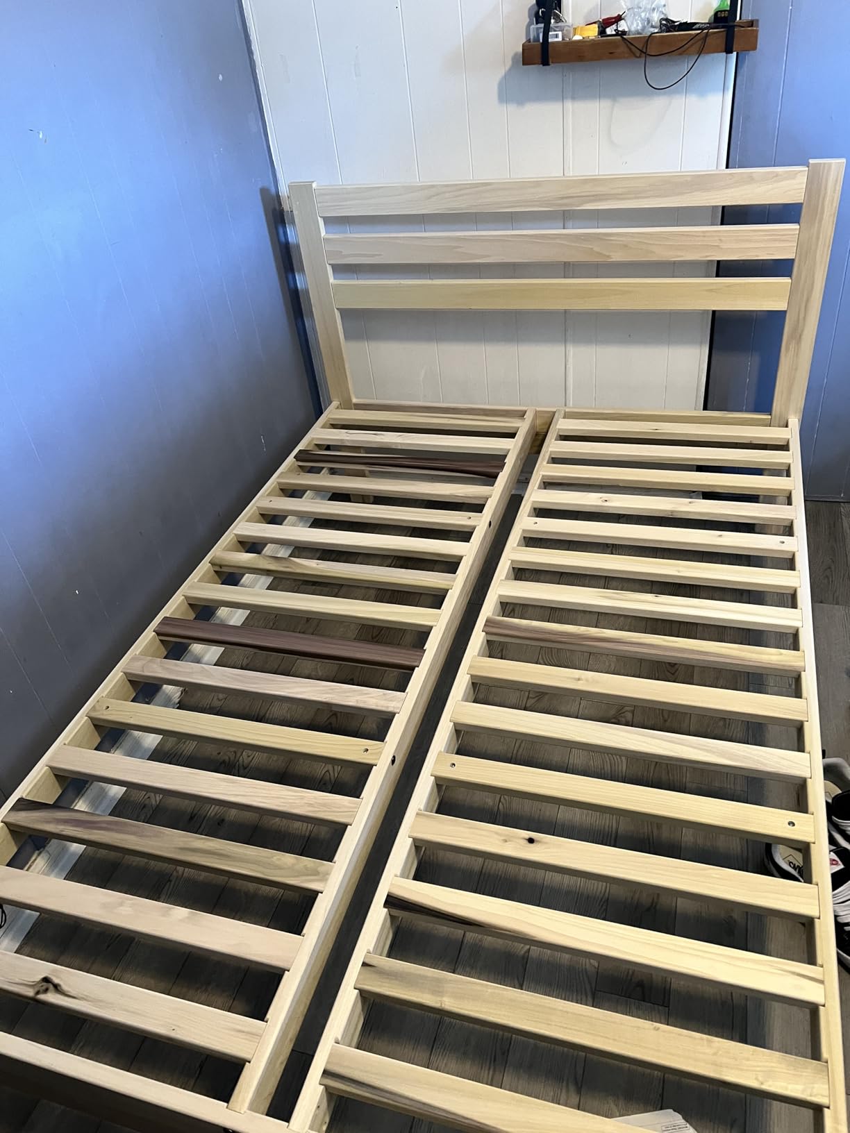 KD Frames Lexington Platform Bed - California King Bed Frame - Unfinished Wood Bed Frame - Natural, Minimalist Bed - Slatted Headboard - Easy Assembly, No Box Spring Needed - Solid California King Bed customer photo 1