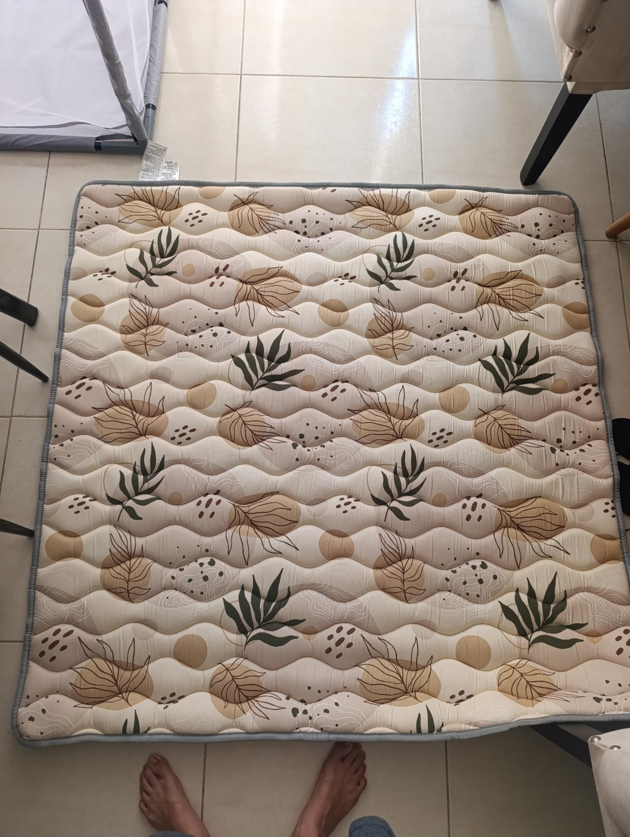Blissful Diary Baby Play Mats for Floor, 50x50 Playpen Mat, Thick Cushioning Padding Foam Playmat for Baby and Toddlers Infants, Non-Slip & Machine Washable, Earth Tones Design customer photo 1