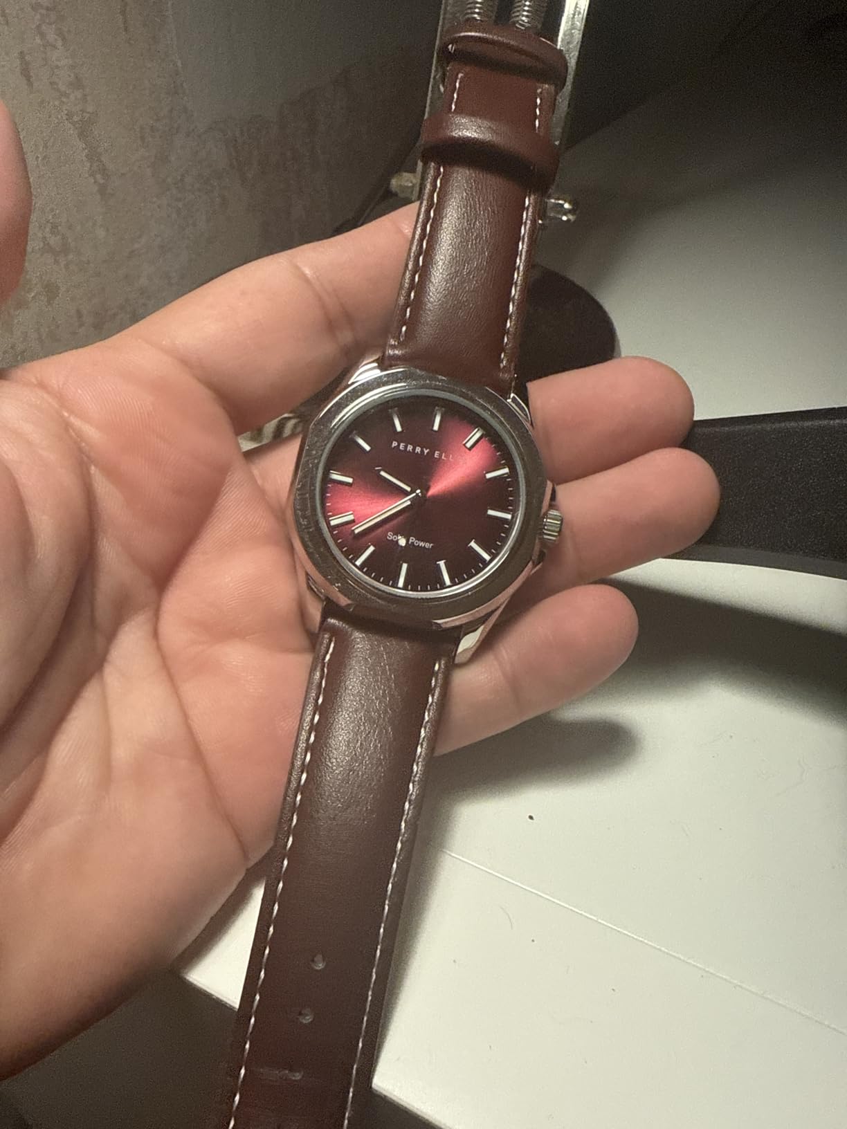 Perry Ellis Solar Powered Mens Watch | Vegan Leather Water-Resistant Analog Wrist Watches for Men | 42mm Case | Relojes para Hombres | Elegant Gift for Man customer photo 2