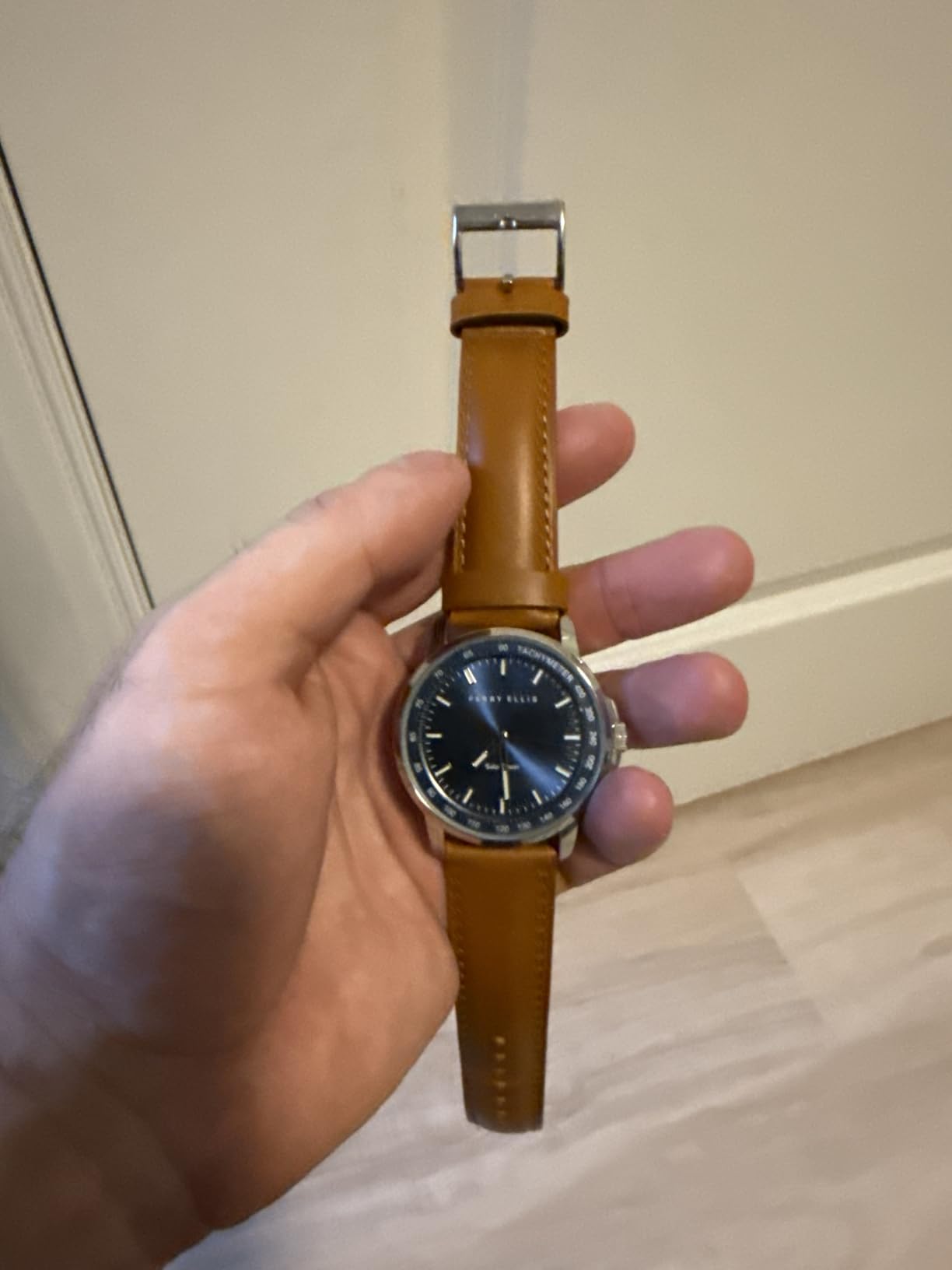 Solar Powered Mens Watch | Vegan Leather Water-Resistant Analog Wrist Watches for Men | 43mm Case | Aluminum Tachymeter Bezel | Elegant Gift for Man customer photo 2