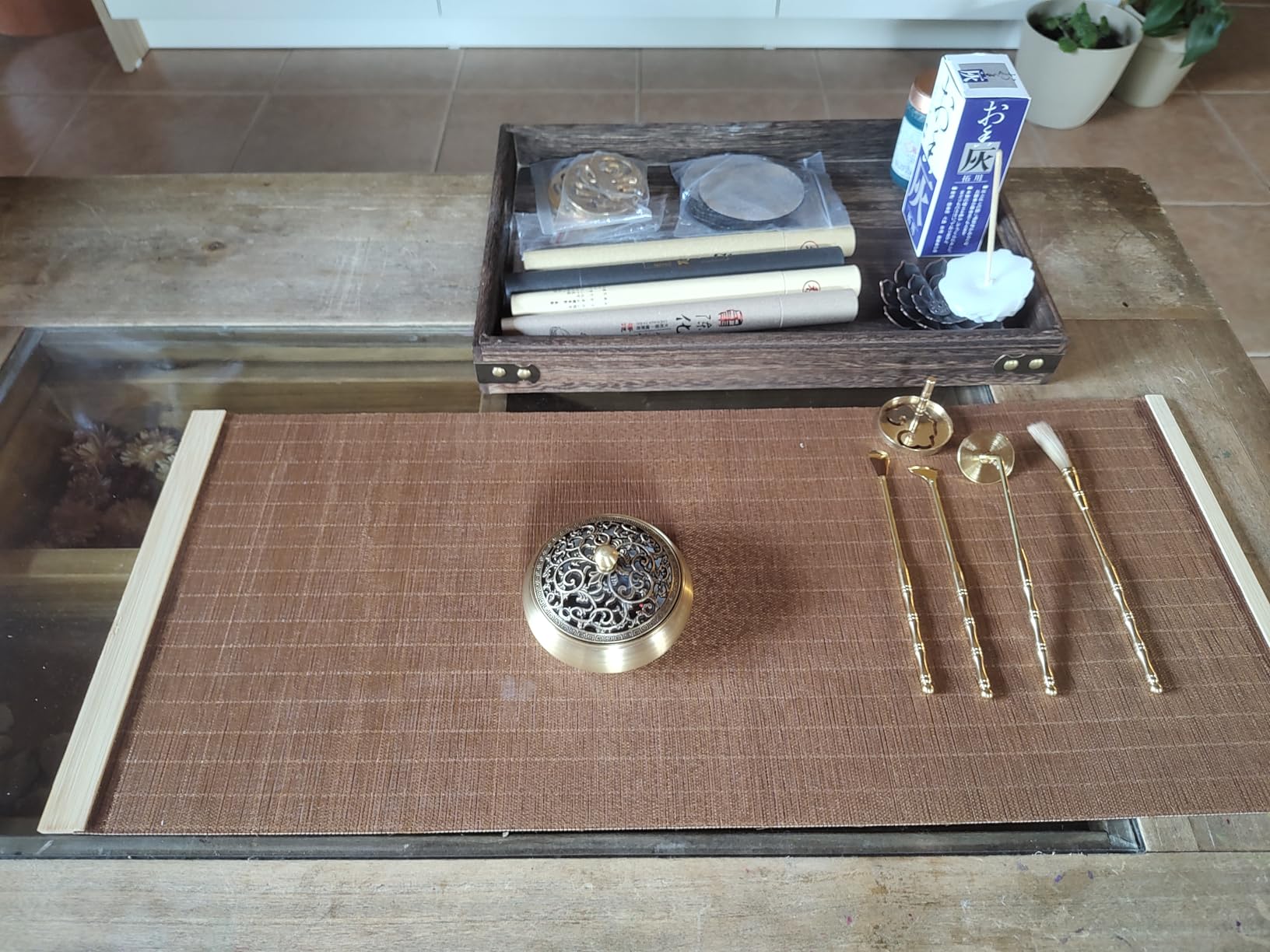 29 Pcs Brass Powder Incense Burner Kit, Incense Making Kit, Incense Powder with Incense Stick Holder(Stick/Cone/Coil Incense) Ash Catcher Tray As Gift for Yoga and Meditation (Glod) customer photo 1
