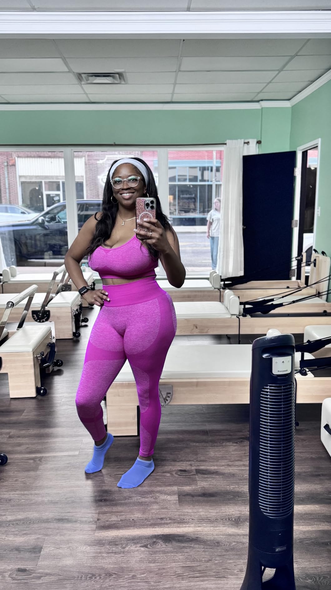 Women's Workout Sets 2 Piece - Seamless Yoga Leggings and Cross-Strap Sports Bra Gym Outfits Activewear Matching Set customer photo 1