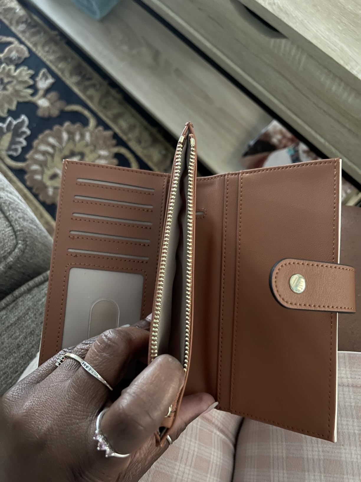 Women's Wallets RFID Blocking Leather Trifold Clutch Wallet Credit Card Holder Ladies Travel Wallet Purse with Pen Holder customer photo 1
