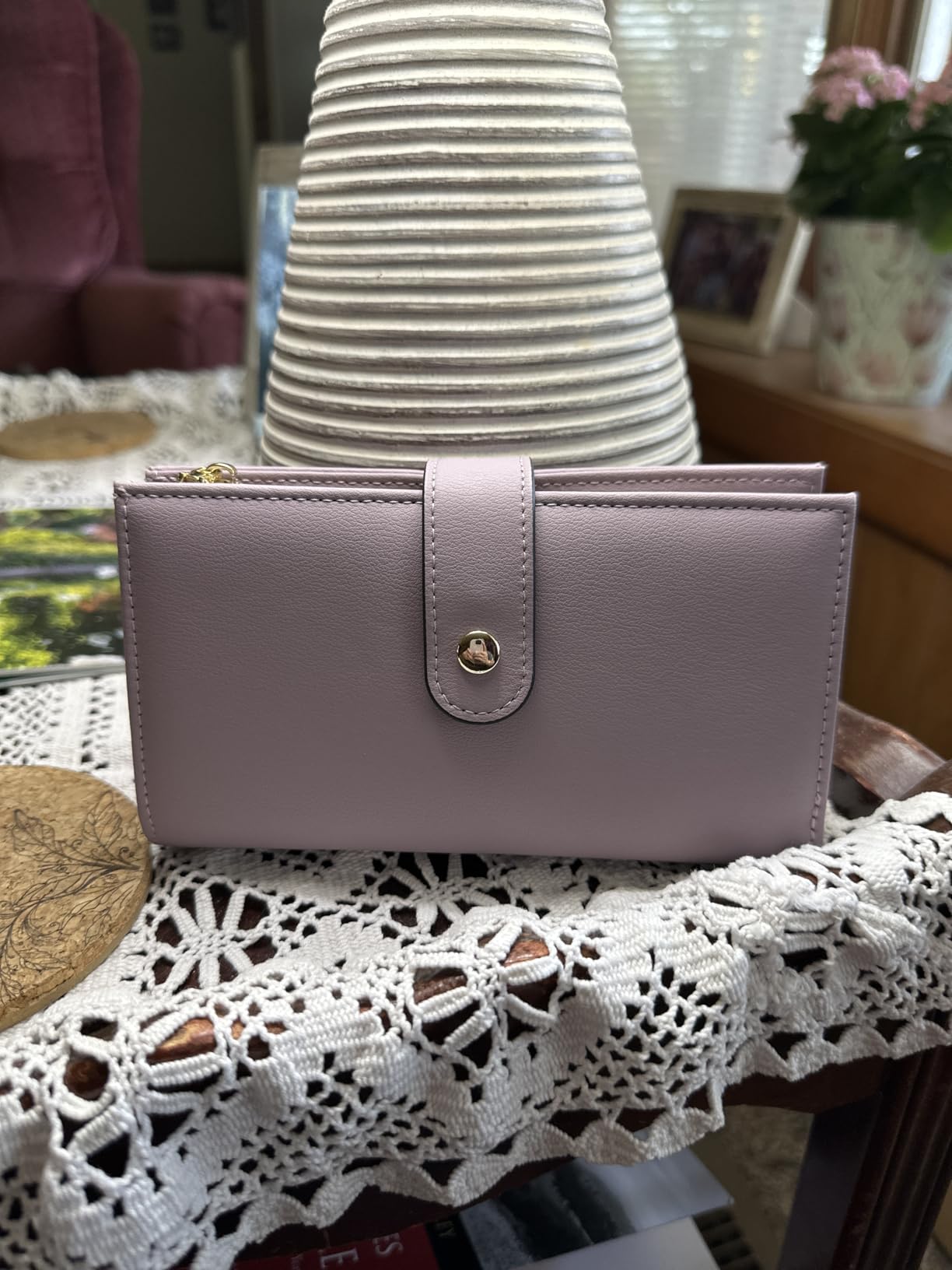 Women's Wallets RFID Blocking Leather Trifold Clutch Wallet Credit Card Holder Ladies Travel Wallet Purse with Pen Holder customer photo 2