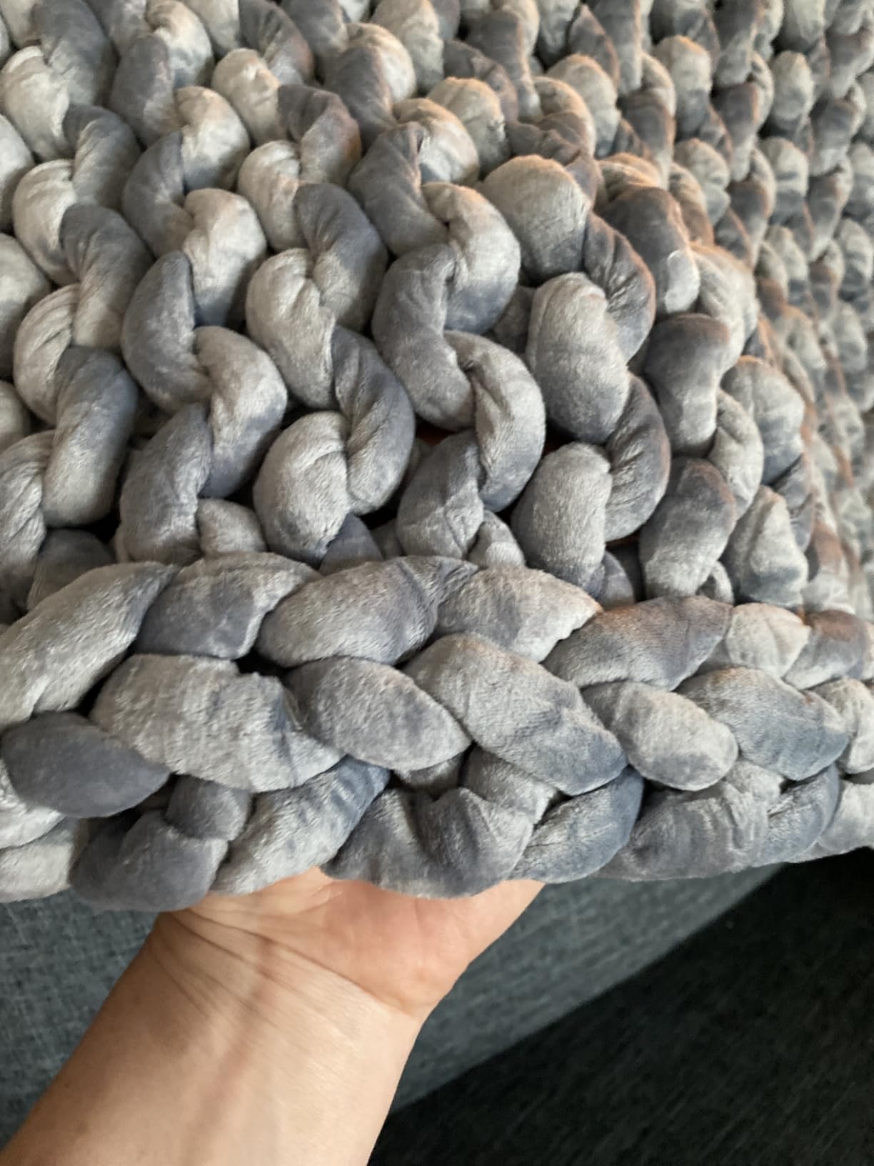 YnM Cotton Weighted Blanket, Handmade Chunky Knitted Design, Soft and Cozy, Temperature Regulating and Breathable, Machine Washable Throw for Sleep or Home Decor (Cream White, 43x50 Inch, 10lbs) customer photo 1