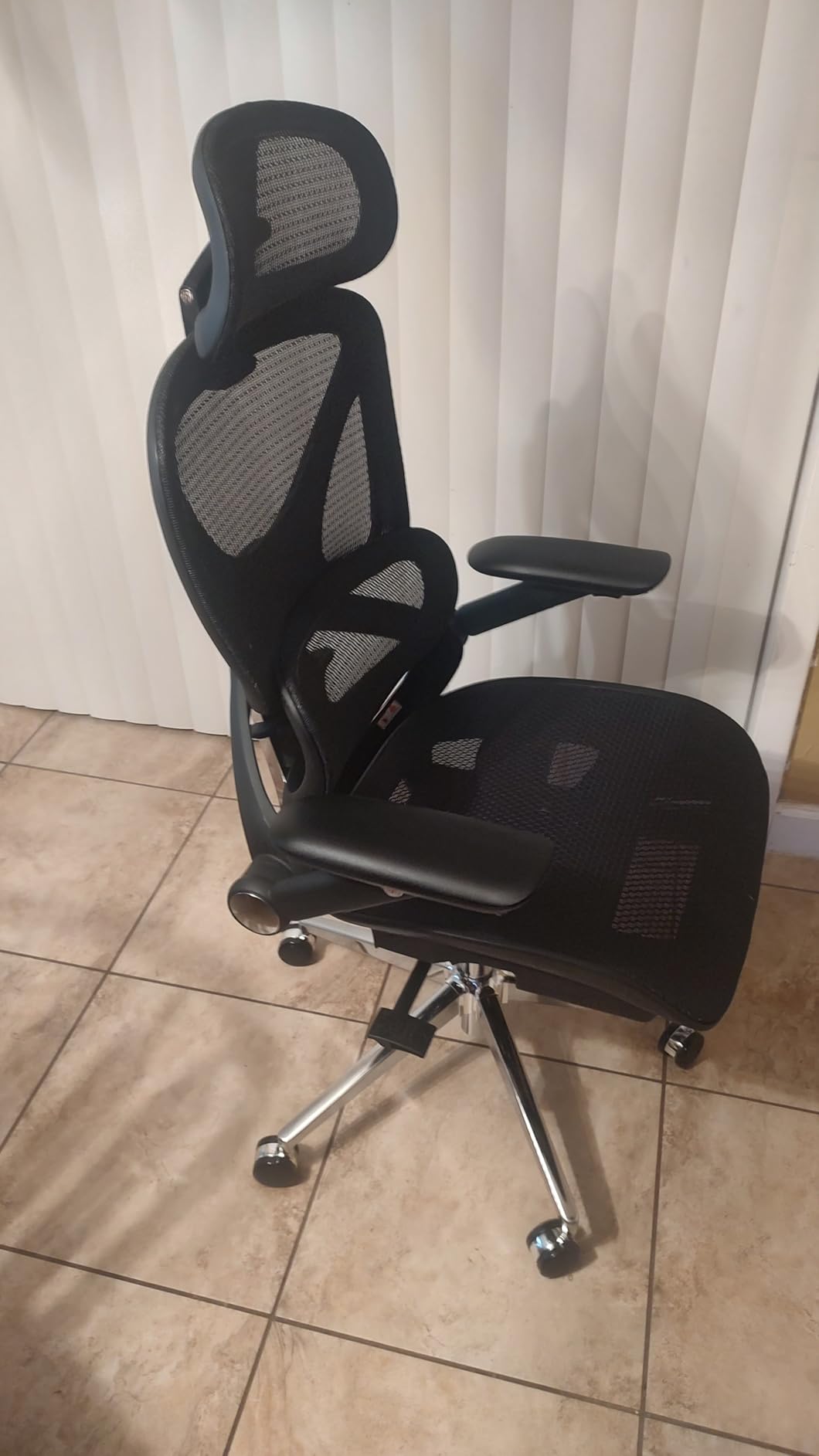 CAPOT Ergonomic Mesh Office Chair, Adjustable Lumbar High Back Desk Chair 400lbs, 4D Flip-up Arms, 3-Level Tilt Backrest, 3D Headrest, PU Wheels, Swivel Rolling Computer Chair for Long Desk Work customer photo 2
