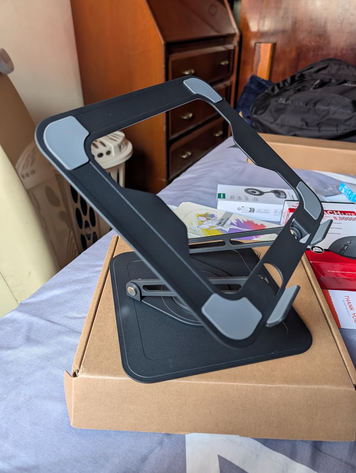 LOXP Adjustable Laptop Stand, Computer Stand with 360 Rotating Base, Ergonomic Laptop Riser Mount for Desk Foldable Portable Computer Desk Fits with MacBook Pro Air (10-16
