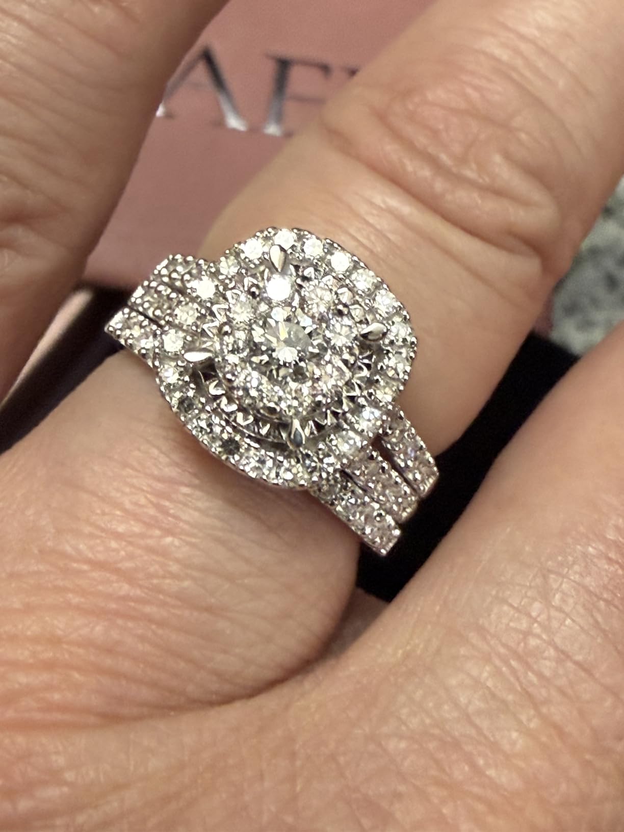 AFFY Bridal Set Rings For Women, 1.00 Carat (ctw) Lab Grown Diamond Halo Wedding Engagement Ring Set In 14K Gold Over Sterling Silver, 10K Or 14K Solid Gold Jewelry customer photo 1