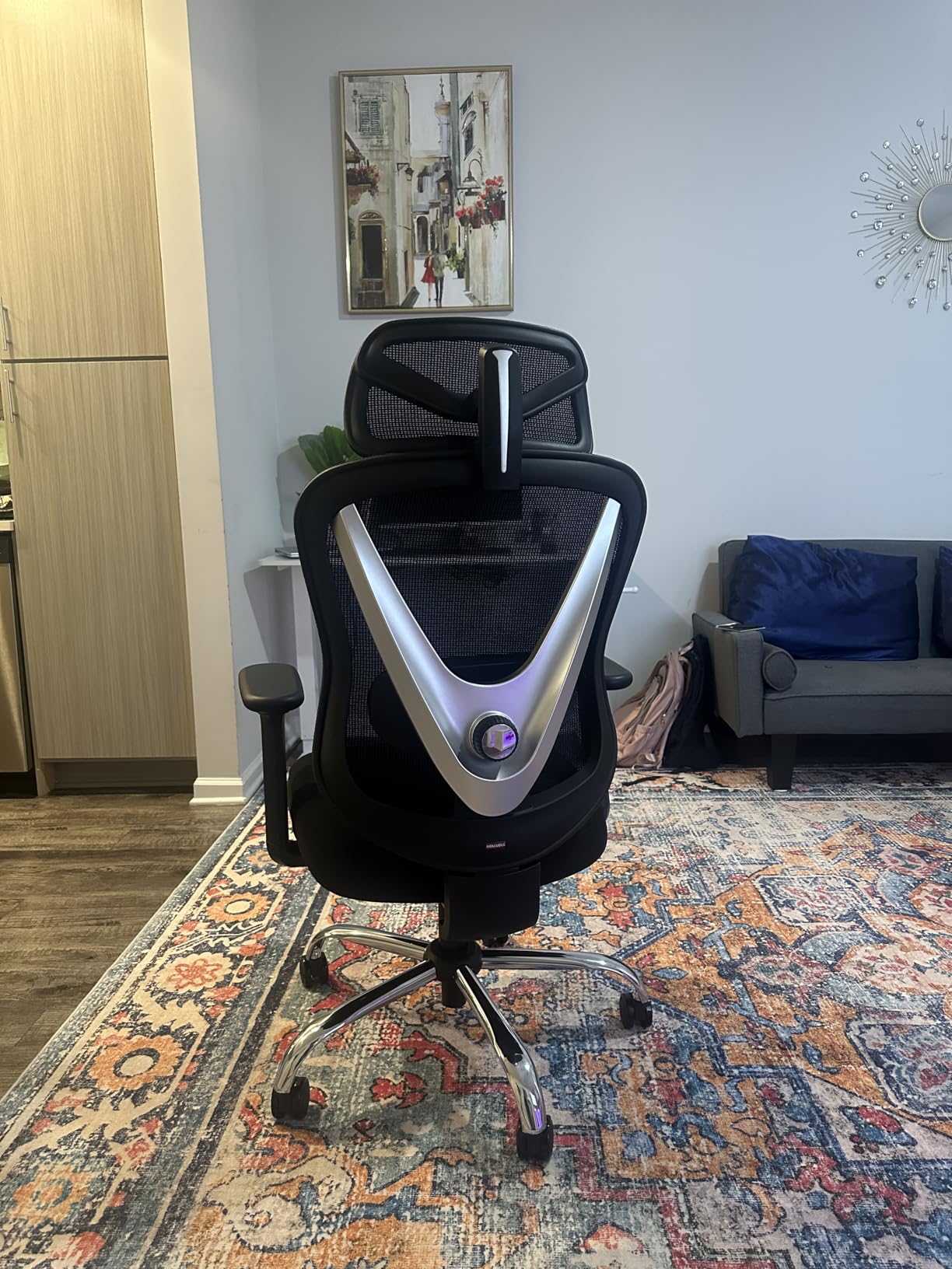 HOLLUDLE Ergonomic Mesh Office Chair - 3D Adjustable Lumbar Support & 3D Armrests, V-Shaped Back, Adjustable Desk Chair for Office & Home, White customer photo 2